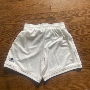 white adidas athletic shorts